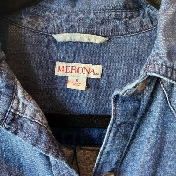 Denim Button Up Shirt Dress Blue S - Picture 2 of 8